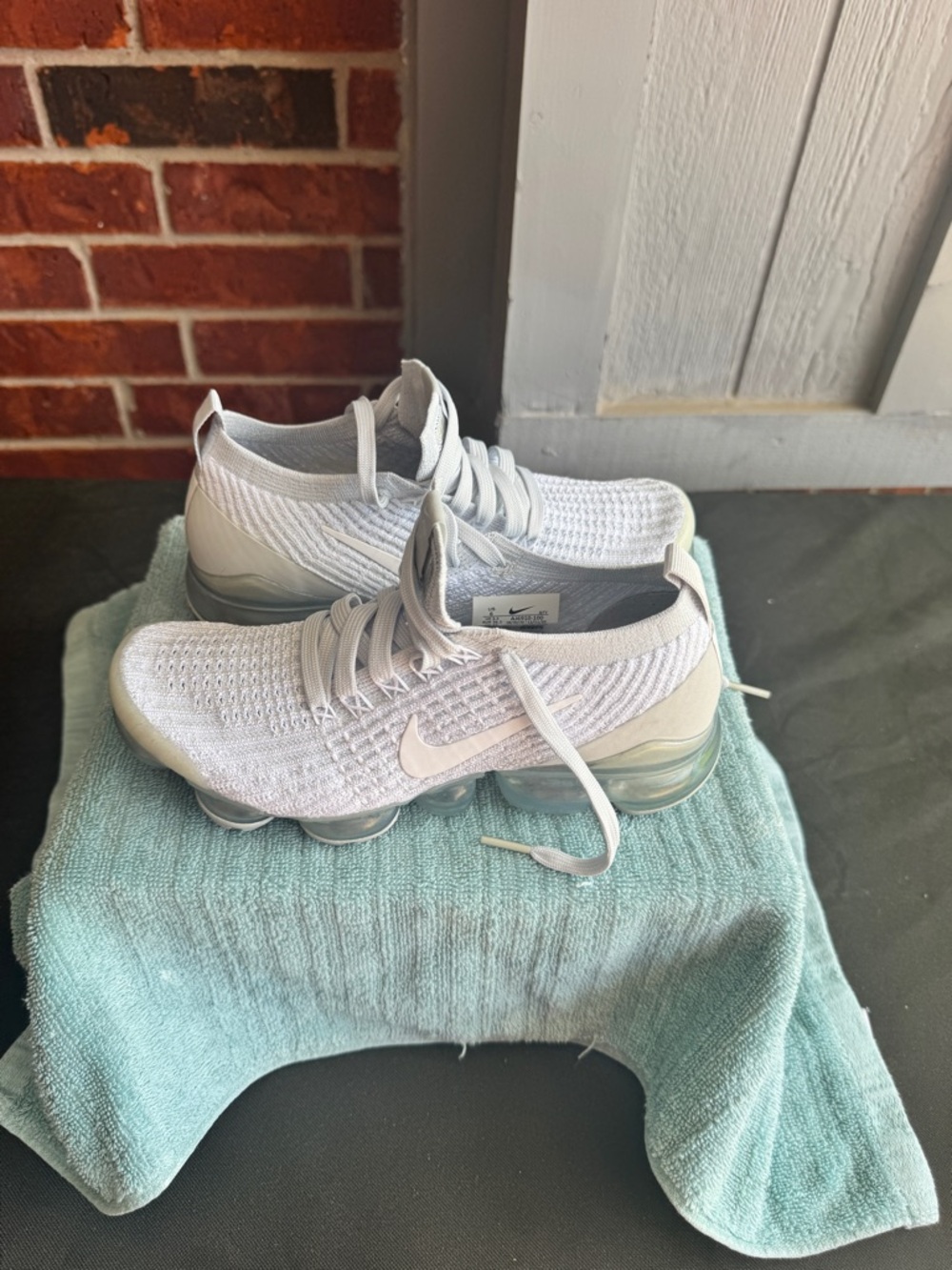 Nike White Flyknit VaporMax Running Sneakers